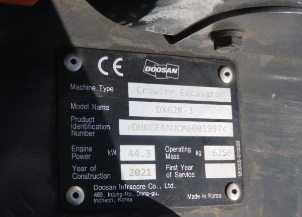 2021 Doosan DX62R-3 Mini Excavator - Image 21