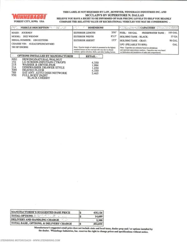 2022 WINNEBAGO JOURNEY 34N - Image 54