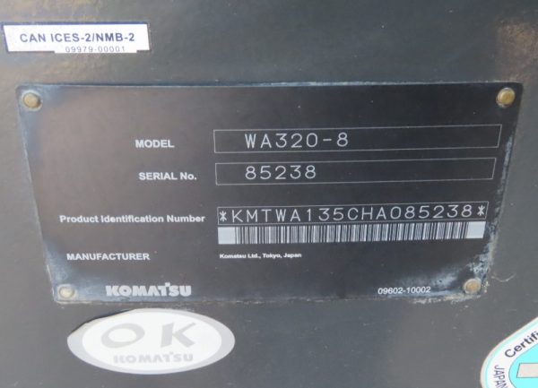 2018 Komatsu WA320-8 Wheel Loader Tractor A/C Cab Ride Control Camera - Image 43
